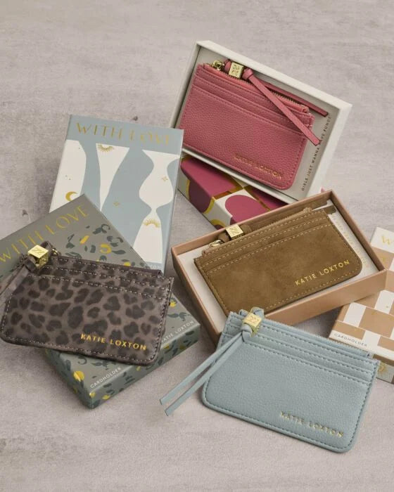 Gift Boxed Suedette Coin & Card Holder - Caramel