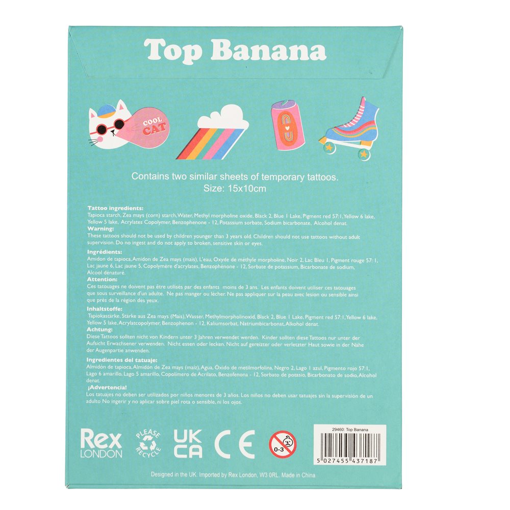 Rex - Top Banana Temporary Tattoos