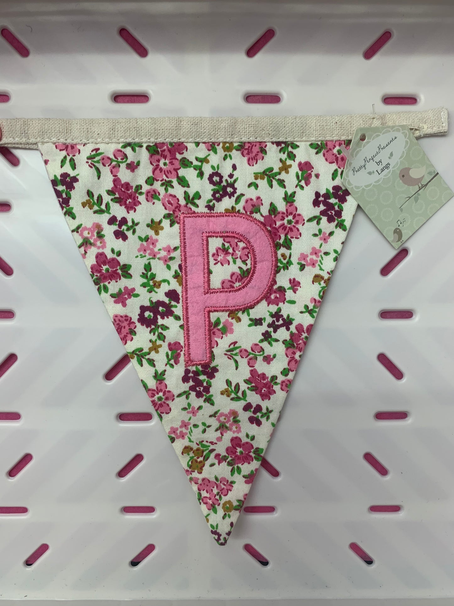 SALE DISCONTINUED LETTER FLAG BUNTING - PATTERN GERANIUM