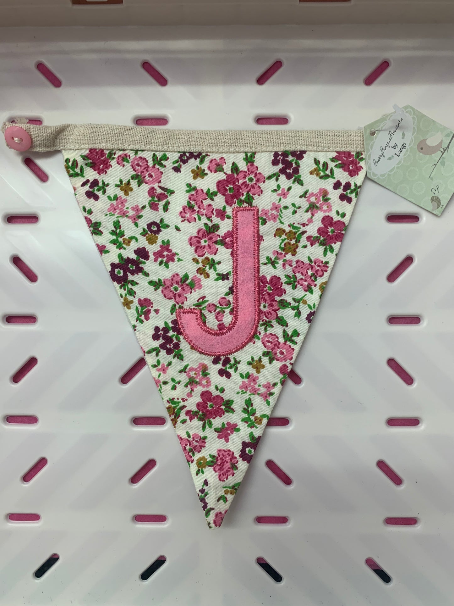 SALE DISCONTINUED LETTER FLAG BUNTING - PATTERN GERANIUM