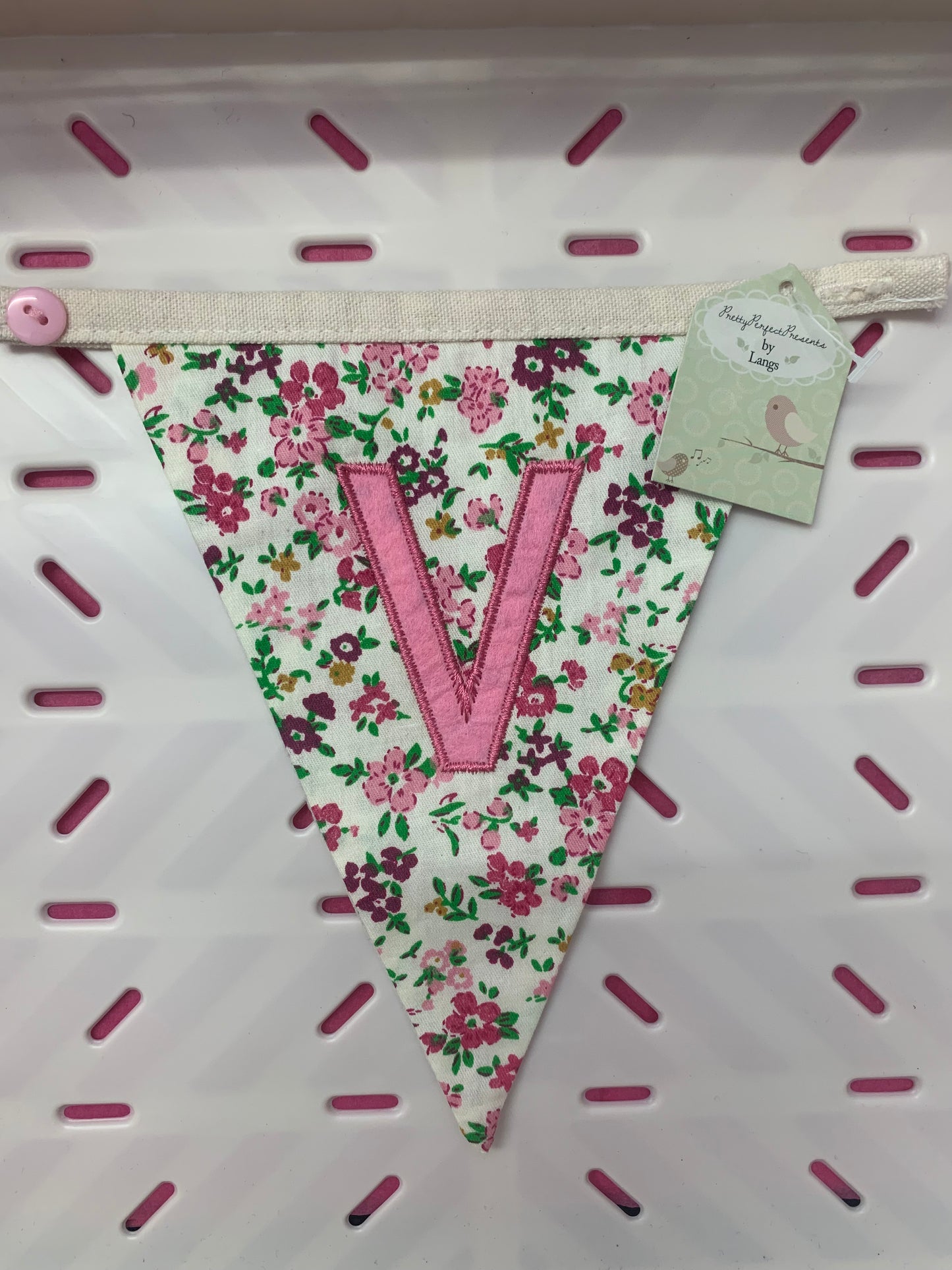 SALE DISCONTINUED LETTER FLAG BUNTING - PATTERN GERANIUM