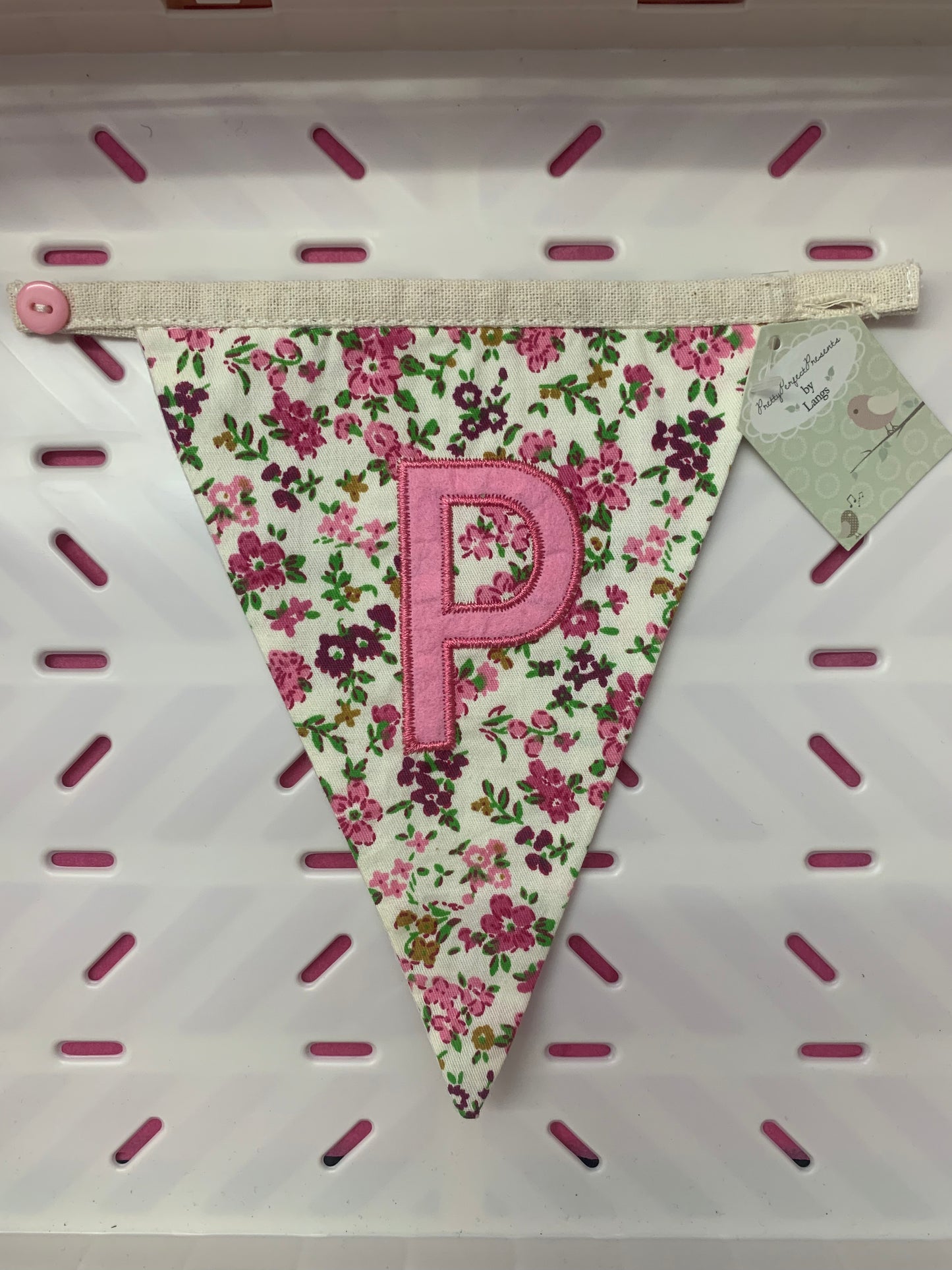 SALE DISCONTINUED LETTER FLAG BUNTING - PATTERN GERANIUM