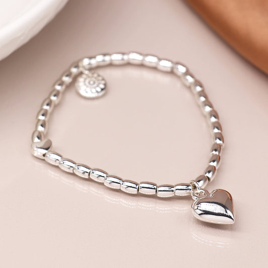 Puff heart bracelet with heart charm