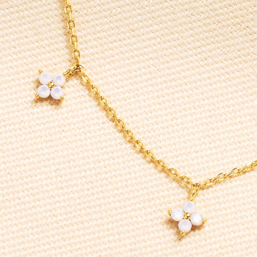 Lilac Flower Charm Necklace in Gold