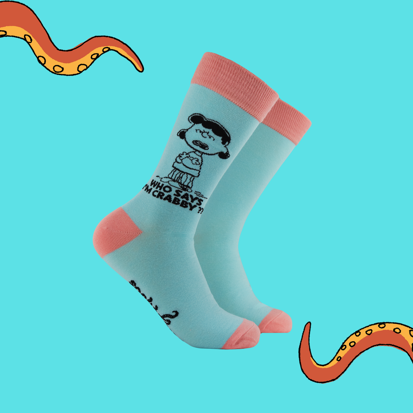 Who Says I'm Crabby?? Socks - Peanuts: BLUE / S (UK 4-8 / EU 37-42 / US 6-10)