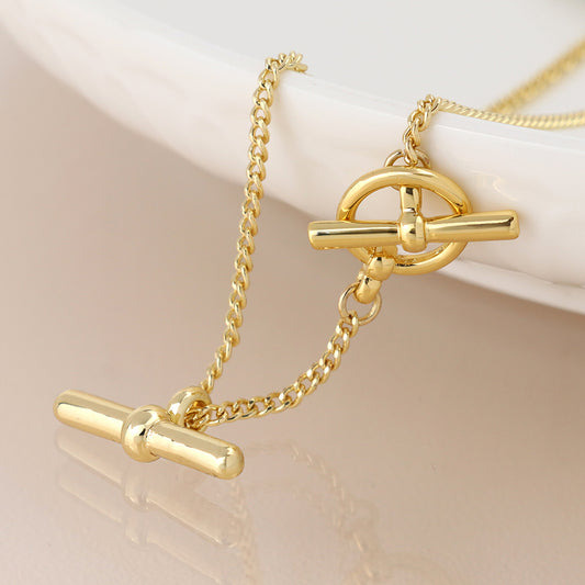 Golden chunky chain and t-bars necklace
