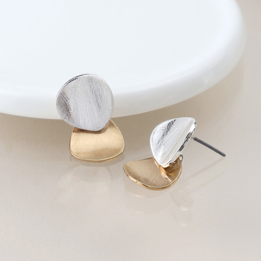POM -Silver plated double stud earrings