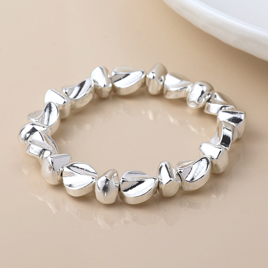 Organic Bead Bracelet - Silver Plated