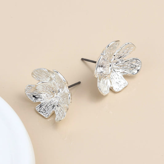 Silver plated floral bloom earrings