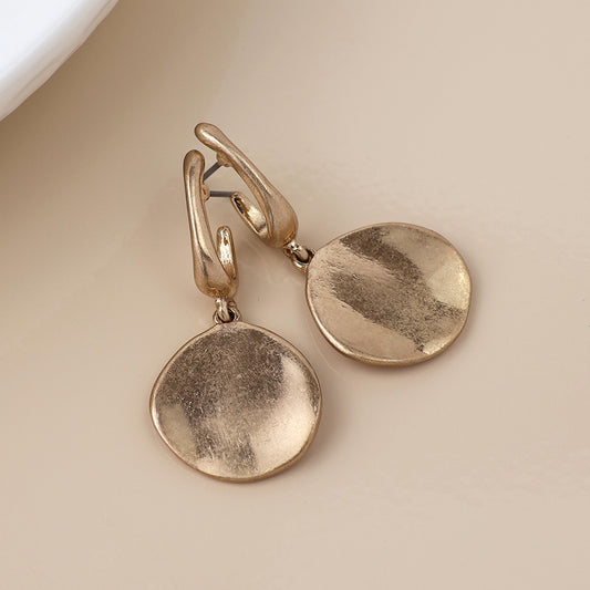 Golden Worn Disc Earrings