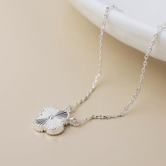 Silver plated quatrefoil necklace