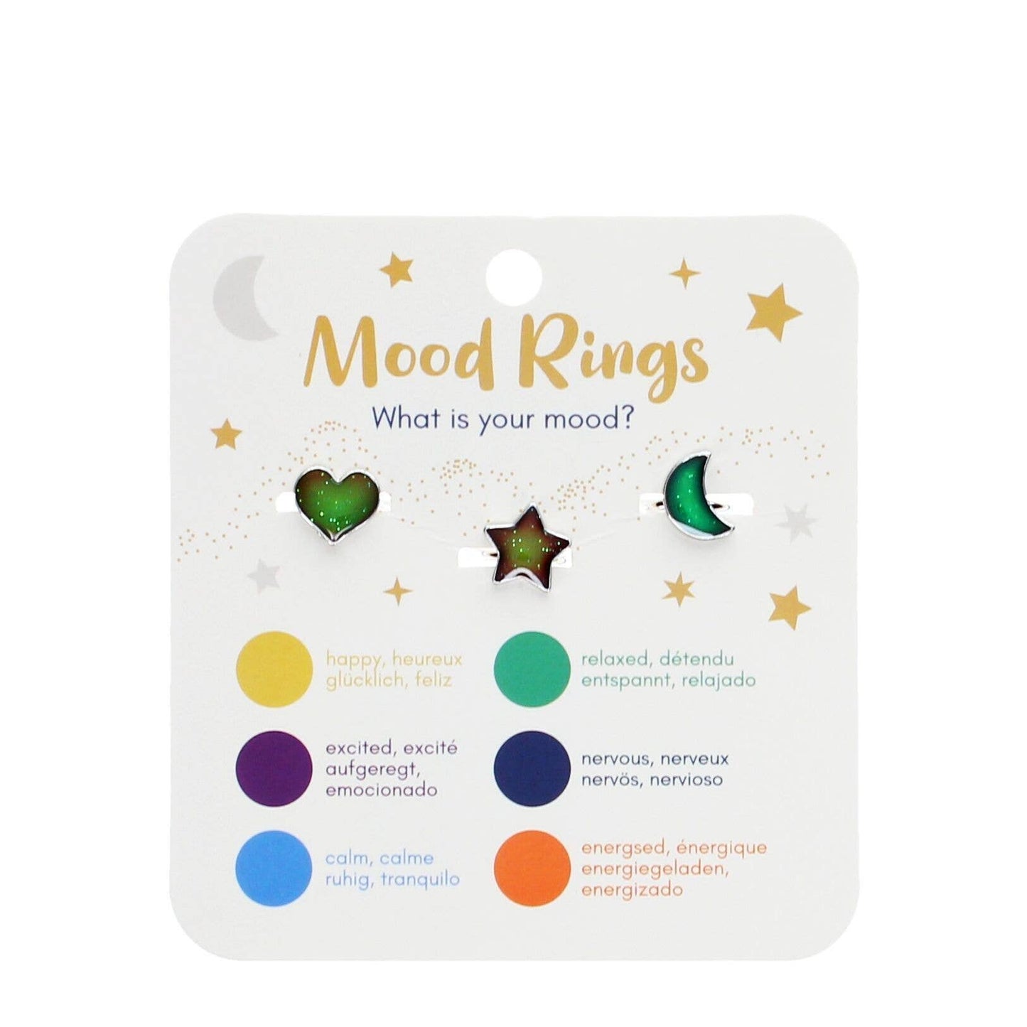 Mood Rings (Set of 3) - Heart, Star & Moon