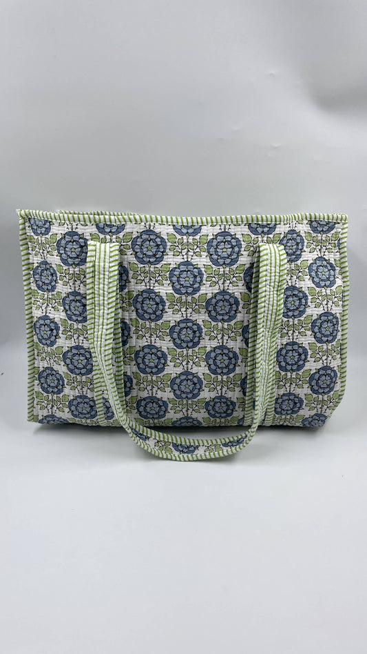 100% Cotton Kantha Quilted Boho Reversible (Small) Tote 