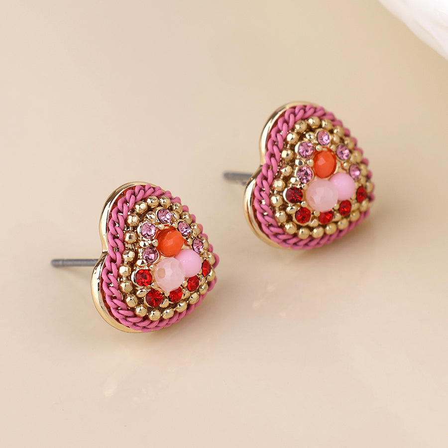 POM - Clara Faux Gold Plated Beaded Heart Stud