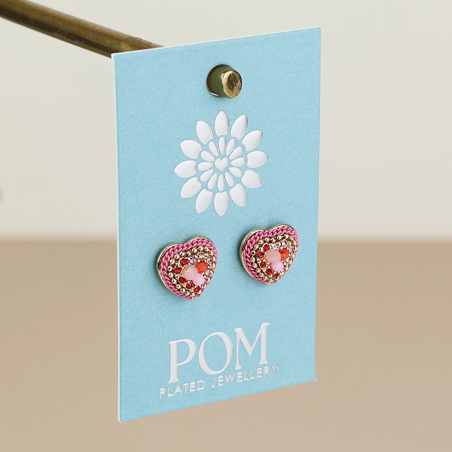 POM - Clara Faux Gold Plated Beaded Heart Stud