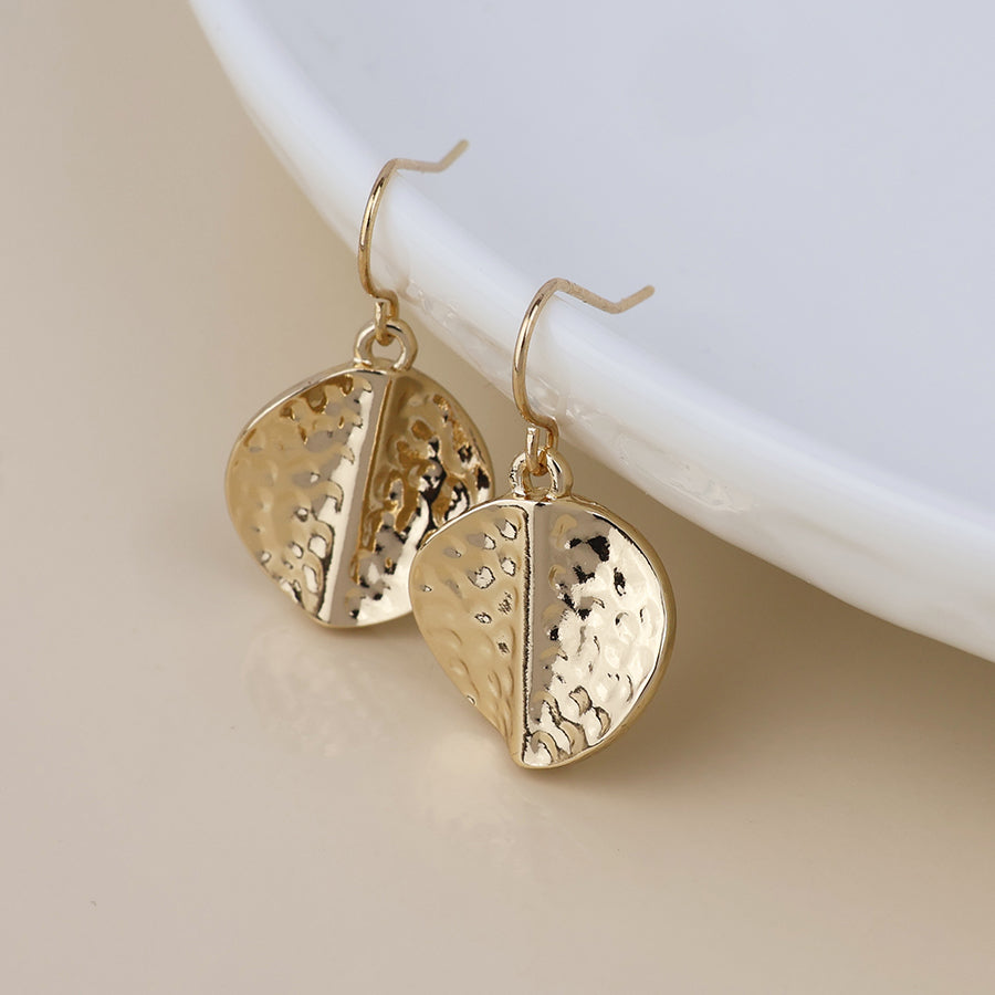 POM -Ivy golden hammered twist disc drop earrings