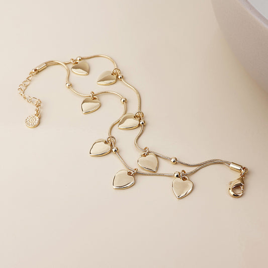 POM - Moonbeam Golden double strand heart drops bracelets