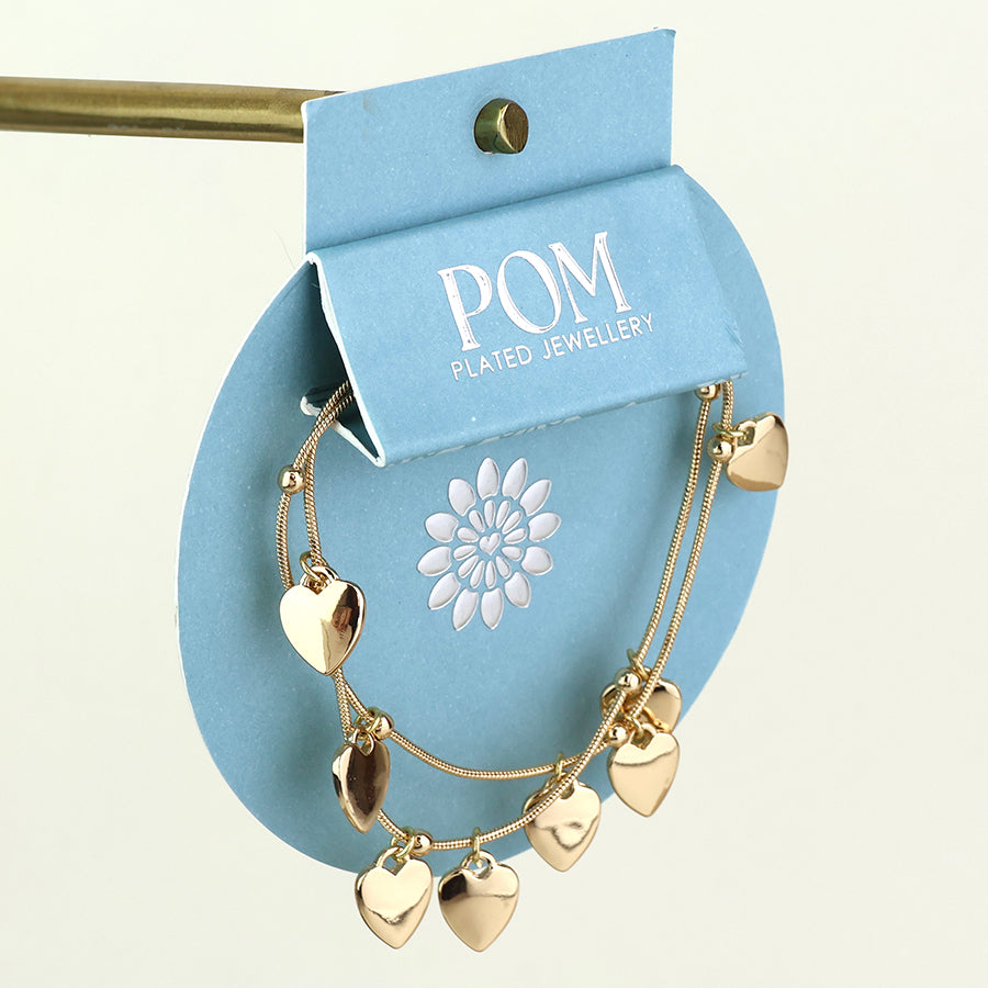 POM - Moonbeam Golden double strand heart drops bracelets