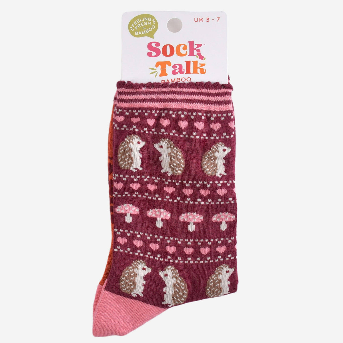 Women's Bamboo Socks - Berry/Pink, Hedgehog Fair Isle: UK 3-7 | EU 36-40 | US 5-9