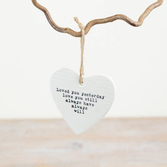 Love you Yesterday Hanging Heart, 9cm