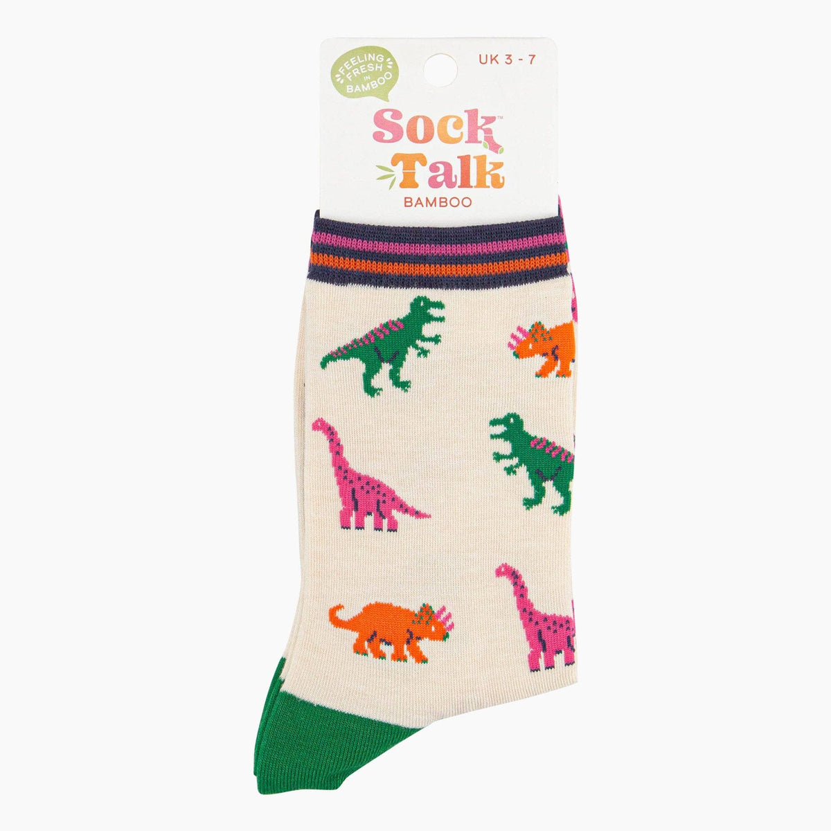 Dinosaur Bamboo Socks in Cream/Multi: UK 3-7 | EU 36-40 | US 5-9
