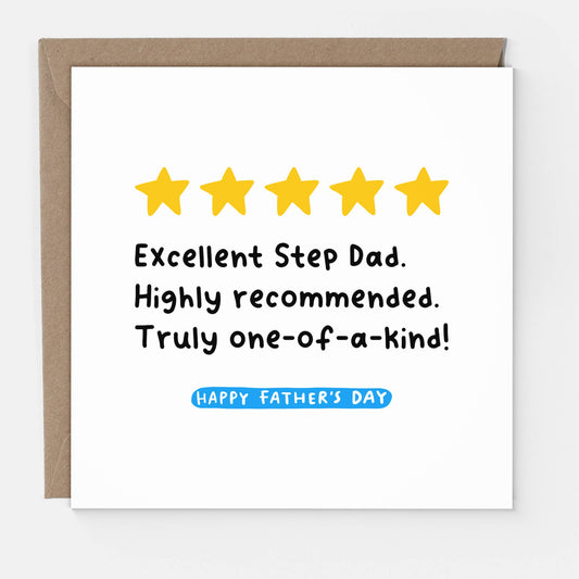 Excellent Step Dad Father’s Day Card – Funny 5 Star Review