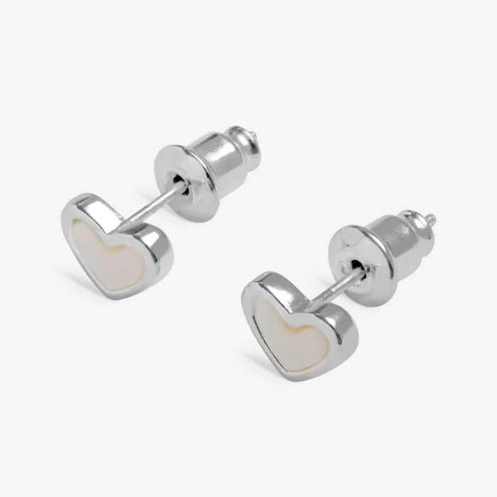 Loved By You Mother Of Pearl Heart Stud Earrings - 10062