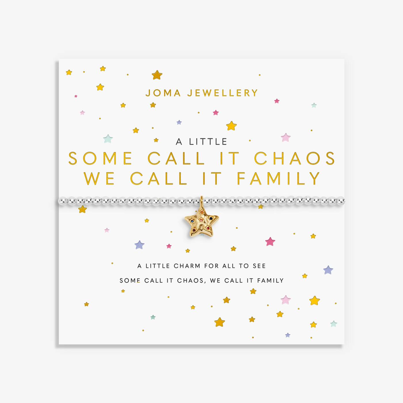 A Little 'Some Call It Chaos We Call It Family' Bracelet In Silver and Gold Plating