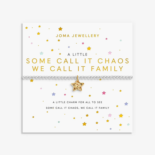 A Little 'Some Call It Chaos We Call It Family' Bracelet In Silver and Gold Plating