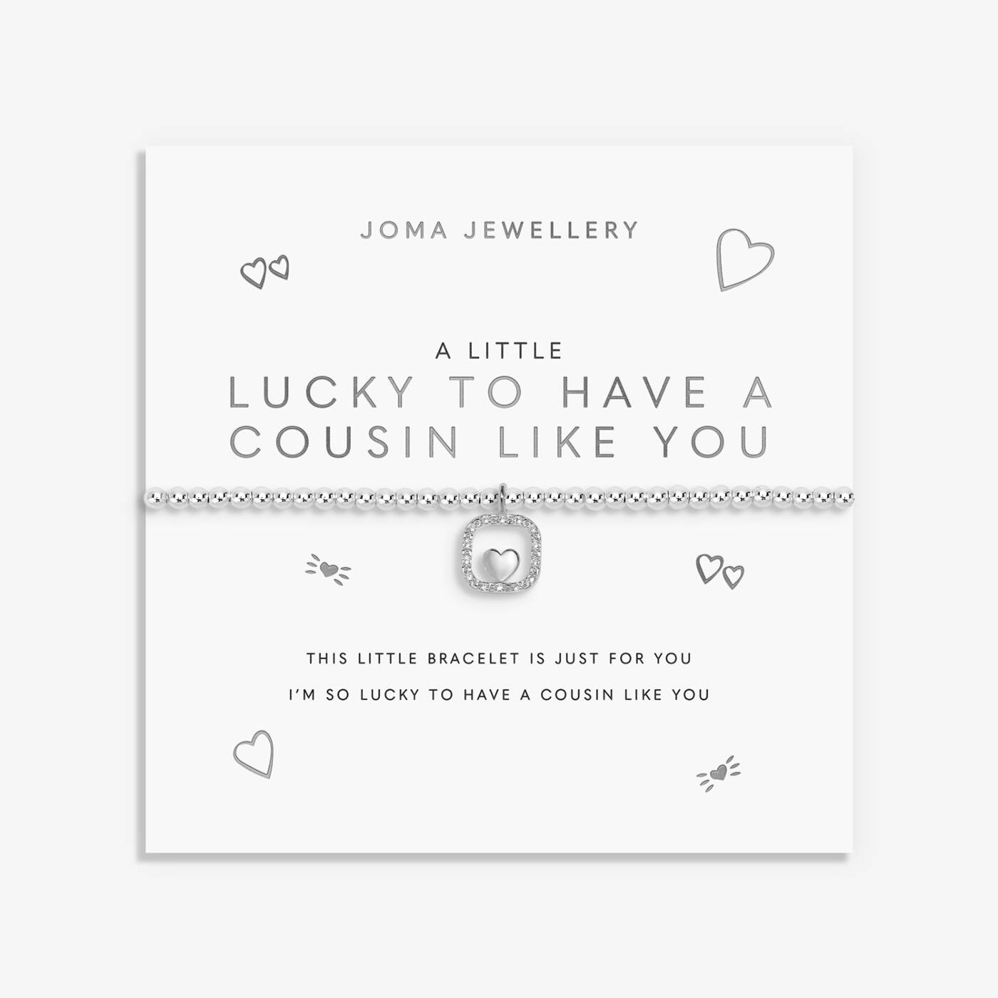 A Little 'Lucky To Have A Cousin Like You' Bracelet In Silver Plating