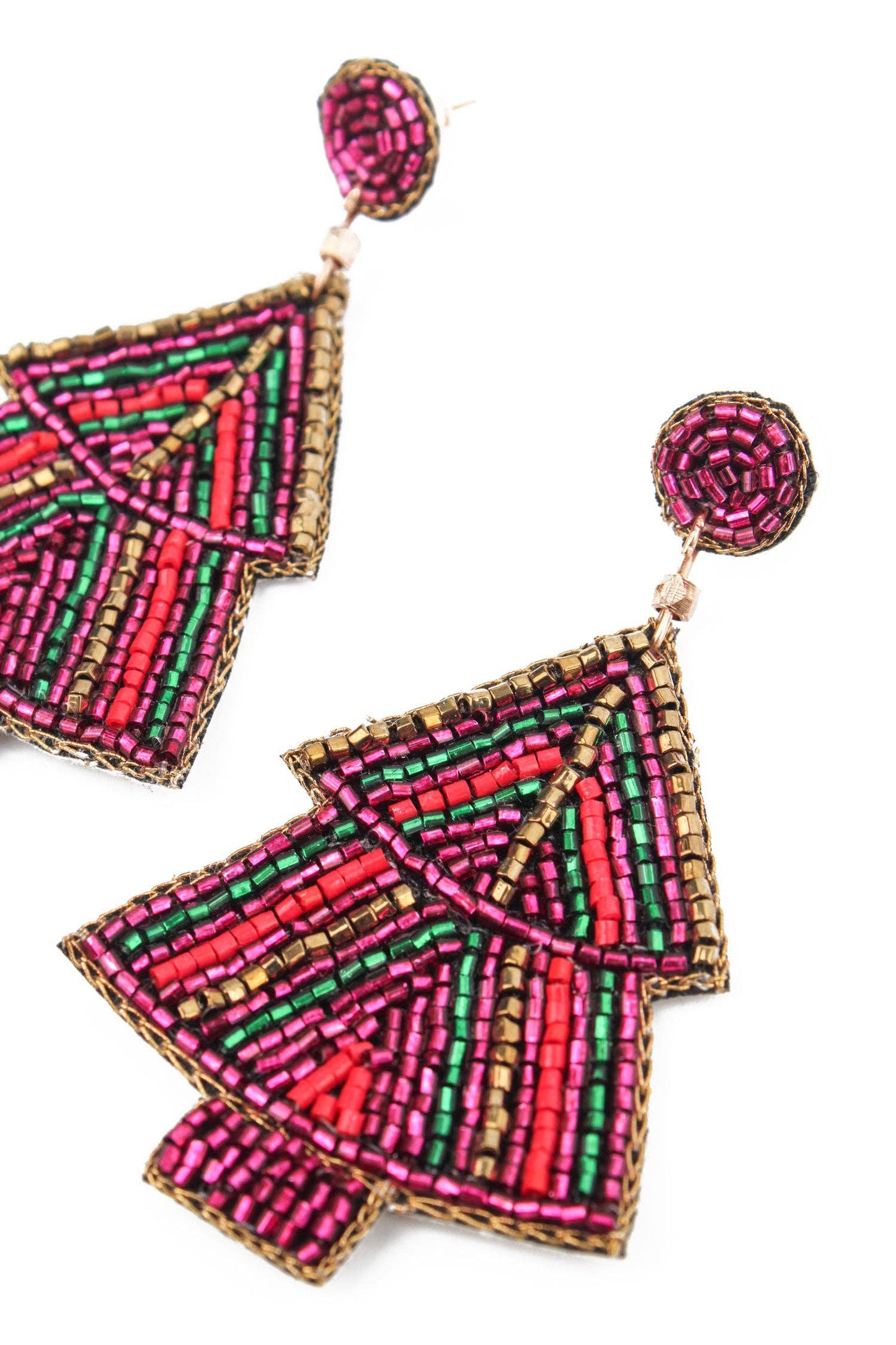 MULTI STRIPE CHRISTMAS TREE EARRINGS
