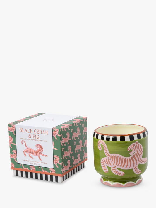 Paddywax A Dopo 8oz 226g Tiger Ceramic Candle - Black Cedar & Fig