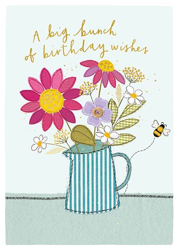 Paperlink - Jug Of Flowers Birthday Card - ENF006