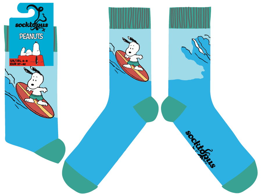 Snoopy Surfs Up Socks - Peanuts: BLUE / S (UK 4-8 / EU 37-42 / US 6-10)