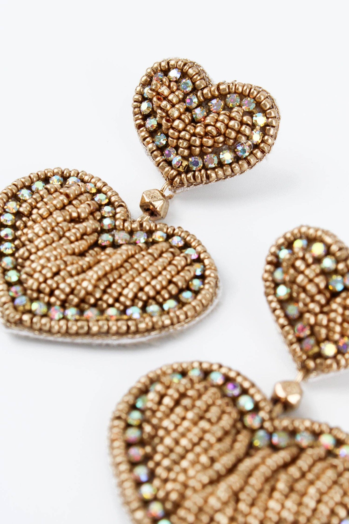 GLITZY GOLD HEART DROP EARRINGS