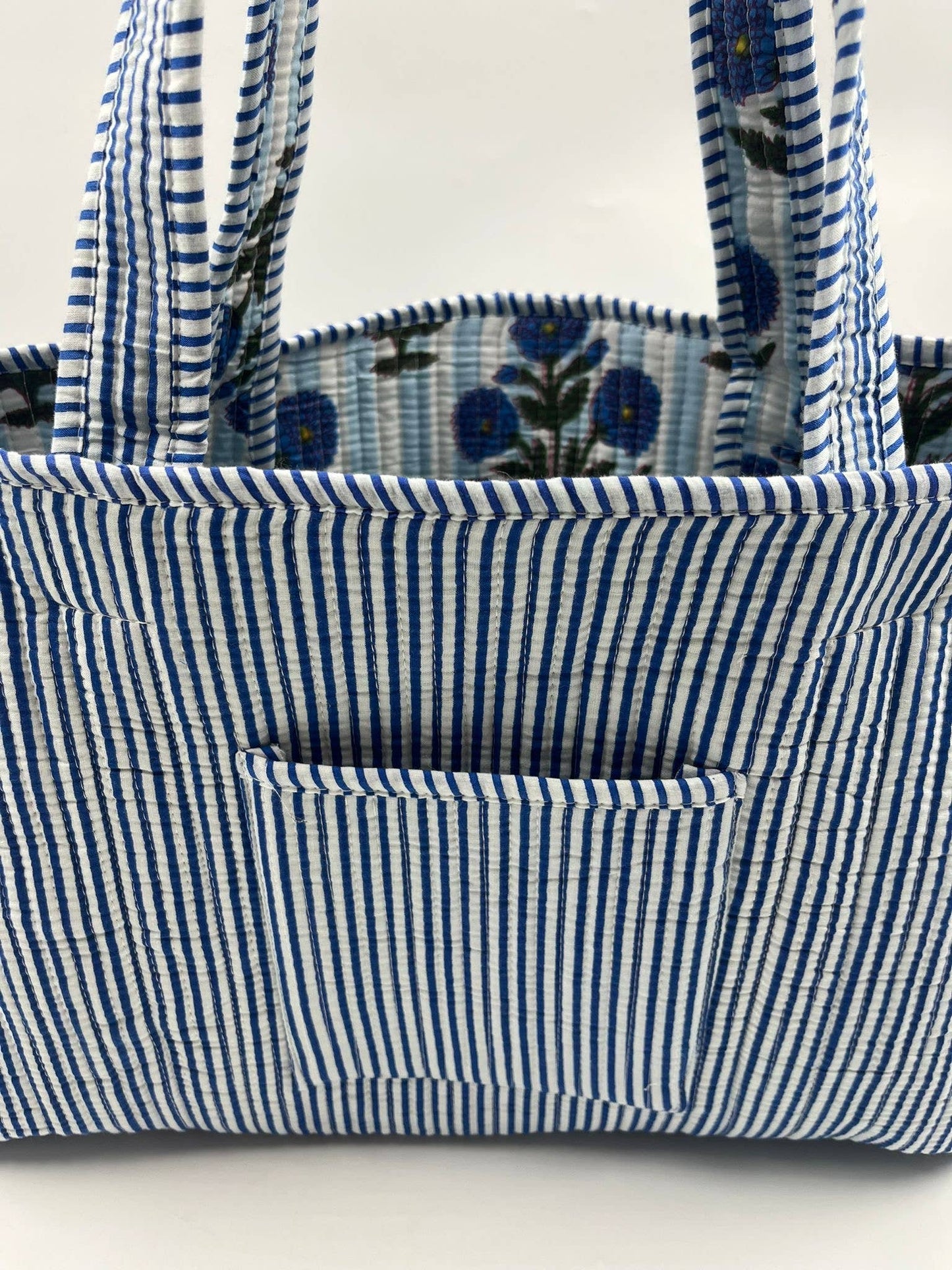 100% Cotton Kantha Quilted Boho Reversible (Small) Tote Bag