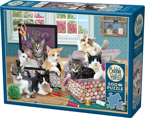 Crafty Kittens 500 Piece Cobble Hill Puzzle + Poster