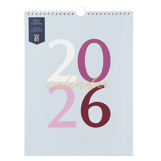 2026 Graphic Wall Calendar - Month to View - Storage Pockets