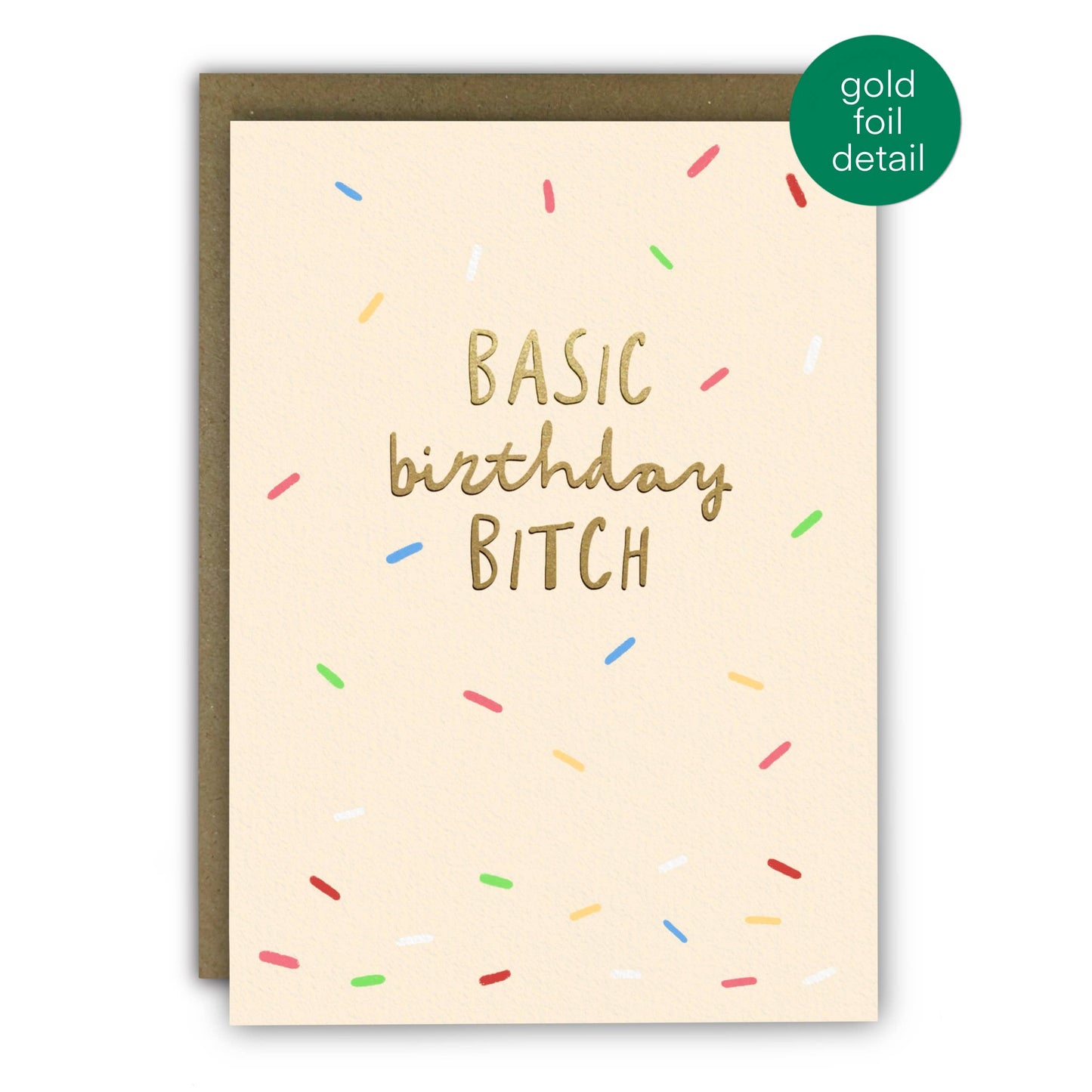 Funny Birthday Card - Basic Birthday Gold Foil and Sprinkles: Naked