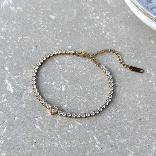 Tarnish Resistant Heart Zirconia Bracelet