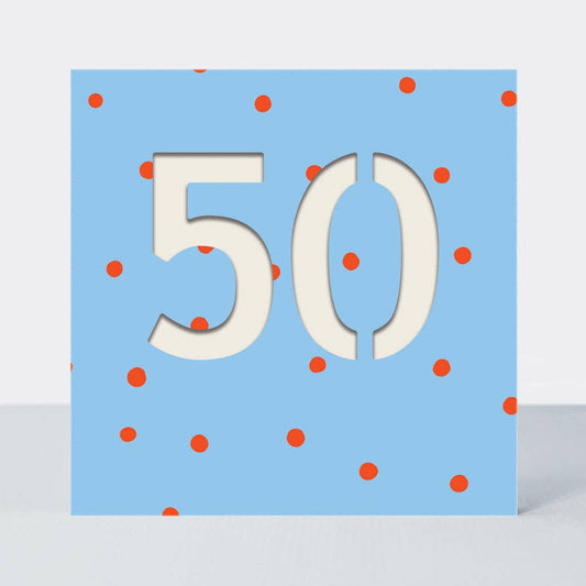 Bon Bon - Age 50 Birthday Card/Blue Dots
