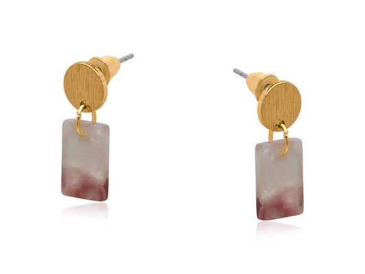 JULIETA PETITE RESIN RECTANGLE STUD EARRINGS: PINK