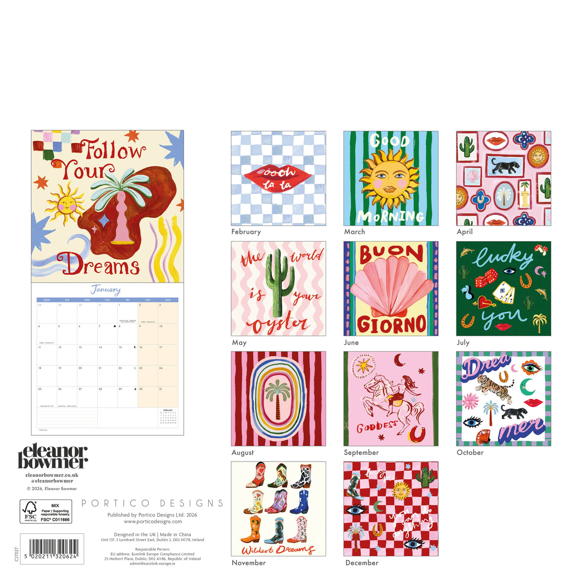 Eleanor Bowmer 2027 Electric Coast Square Calendar