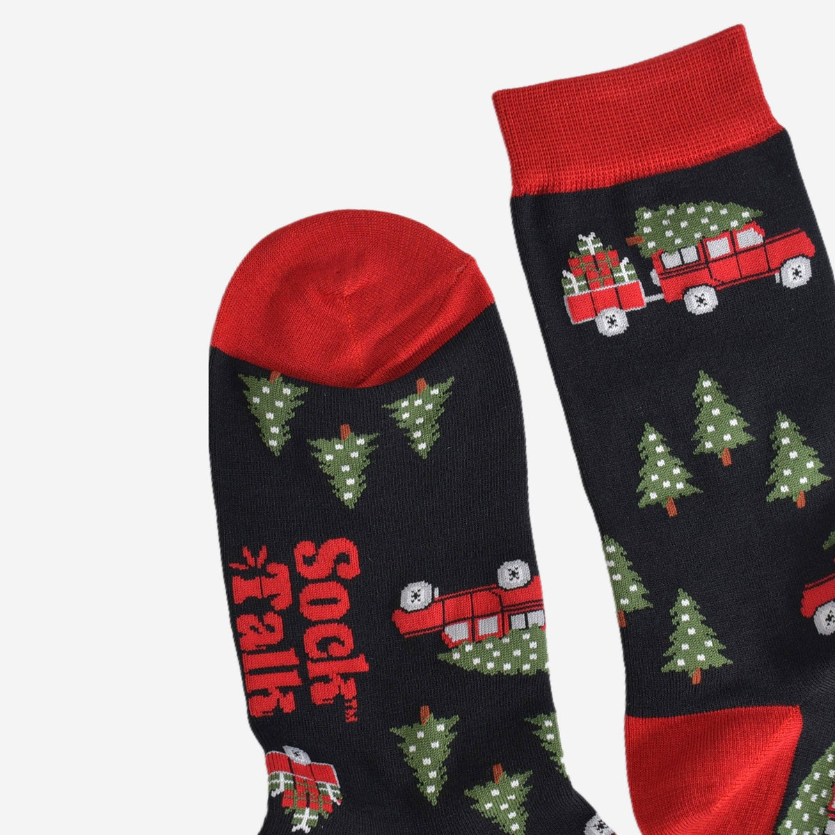 Men's Bamboo Socks - Black/Red, Christmas Tree Off Roader: UK 7-11 | EU 40.5-46 | US 8-12