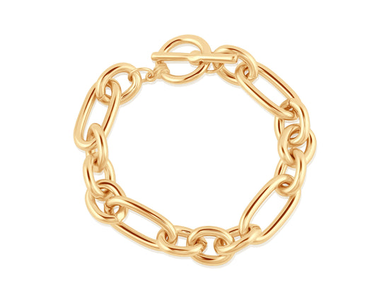 SALE - Maude Oval Links Tbar Statement Bracelet: GOLD