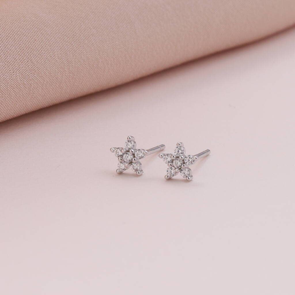 XT004 'HOLLY JOLLY' Little Star Earrings: Silver