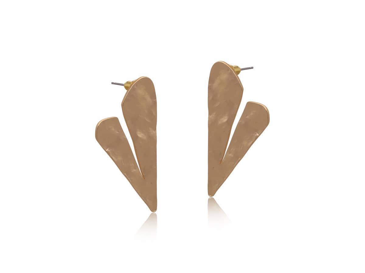 CHRISTA ROUGH CUT MATTE METAL EARRINGS 1: SILVER
