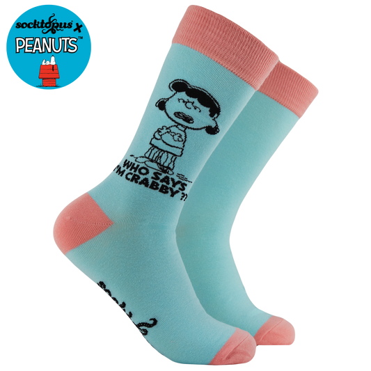 Who Says I'm Crabby?? Socks - Peanuts: BLUE / S (UK 4-8 / EU 37-42 / US 6-10)