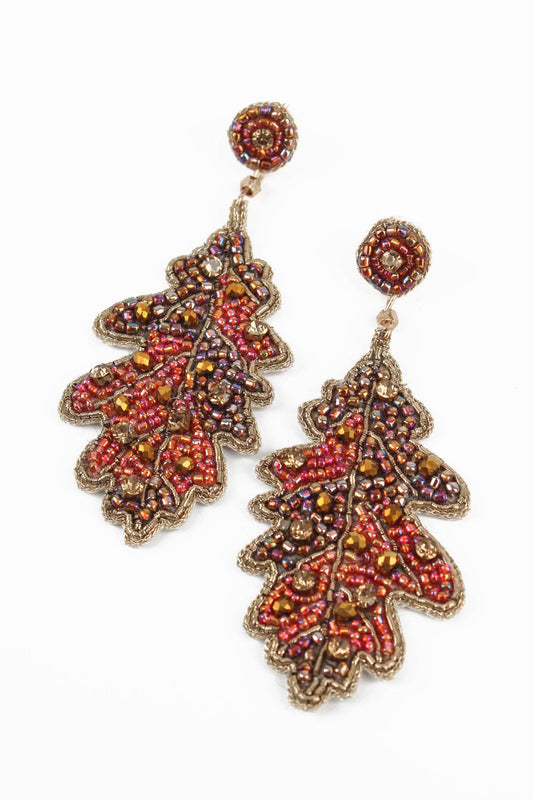 BEADED AUTUMN ACORN LEAF DROPS