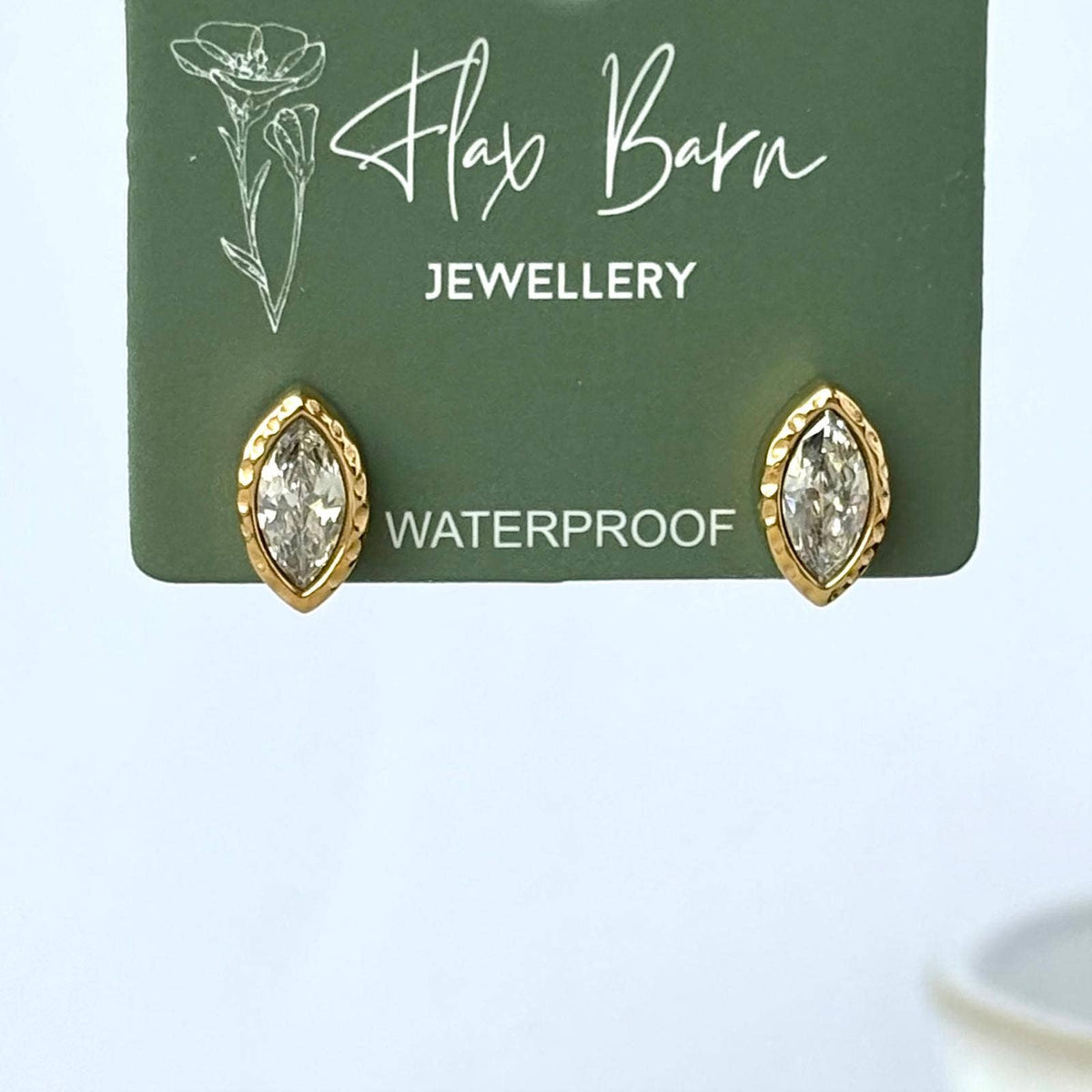 Tarnish Resistant Marquise Zirconia Studs: Gold